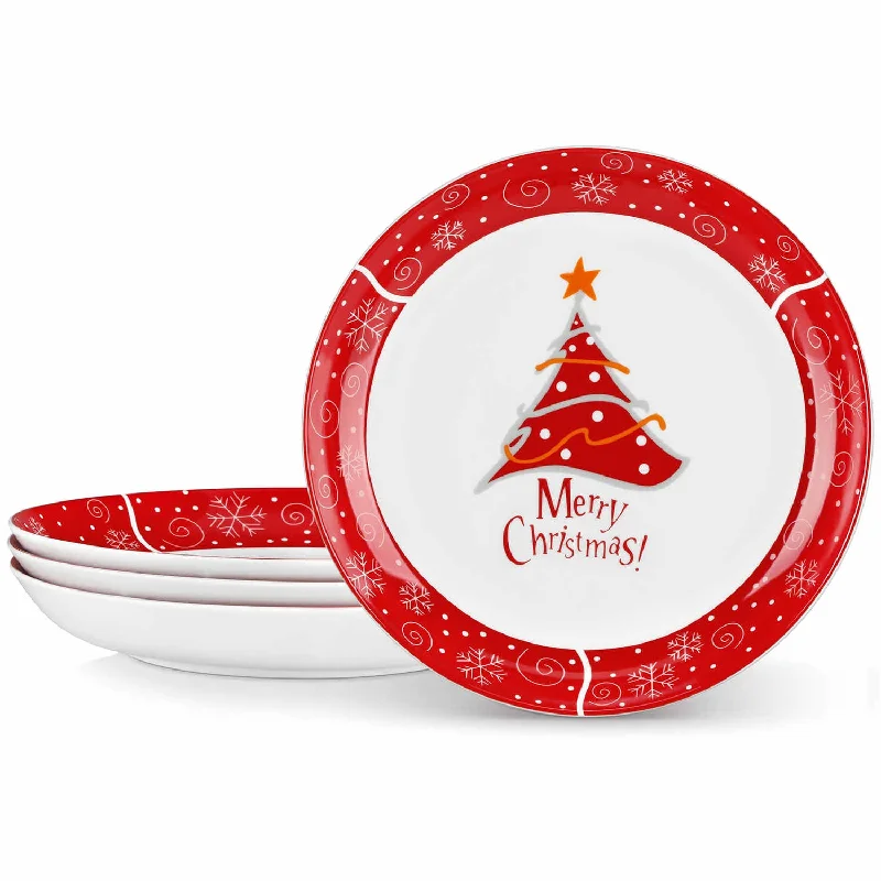 Portable plastic picnic sets-Christmastree Pasta Bowls Set of 4