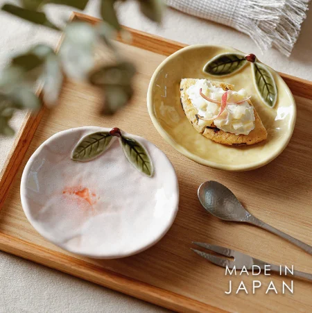 Lightweight bamboo trays-Japanese Yuzu Shaped Ceramic Plates