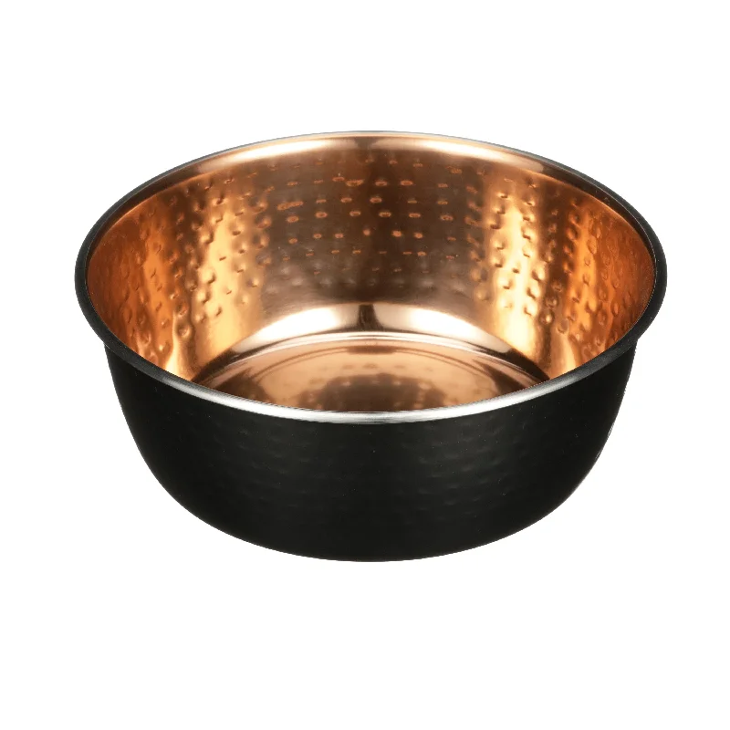 Elegant gold serving platters-Black Hammered Copper Finish Bowls