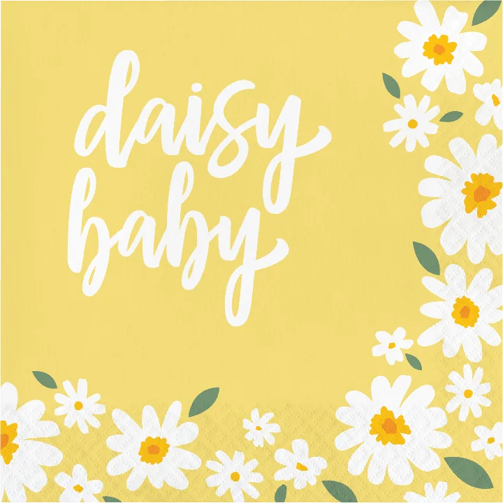 Rustic wooden dinner trays-Sweet Daisy Baby Paper Lunch Napkins | 16 ct