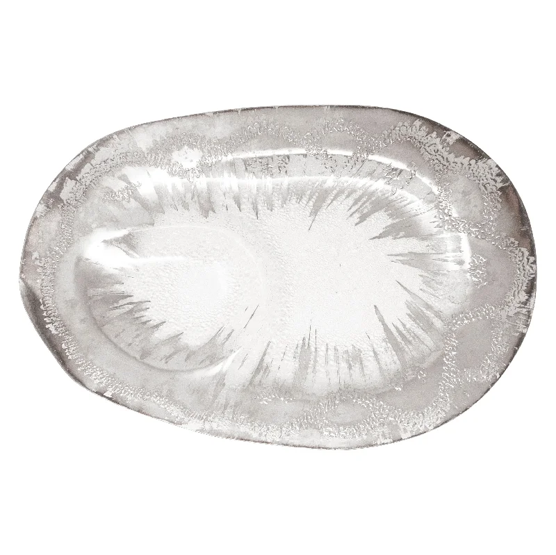 Minimalist stainless dinner sets-Dorothy Thorpe Sterling Silver Atomic Splash Two Section Tray