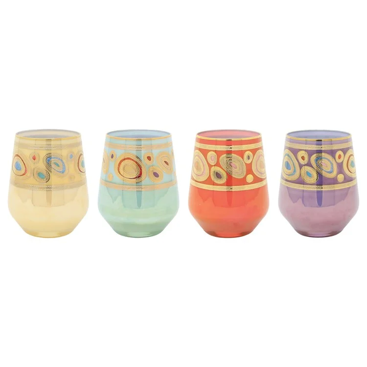 Handmade clay cups for artisans-Regalia Assorted Stemless Wine Glasses Set of 4