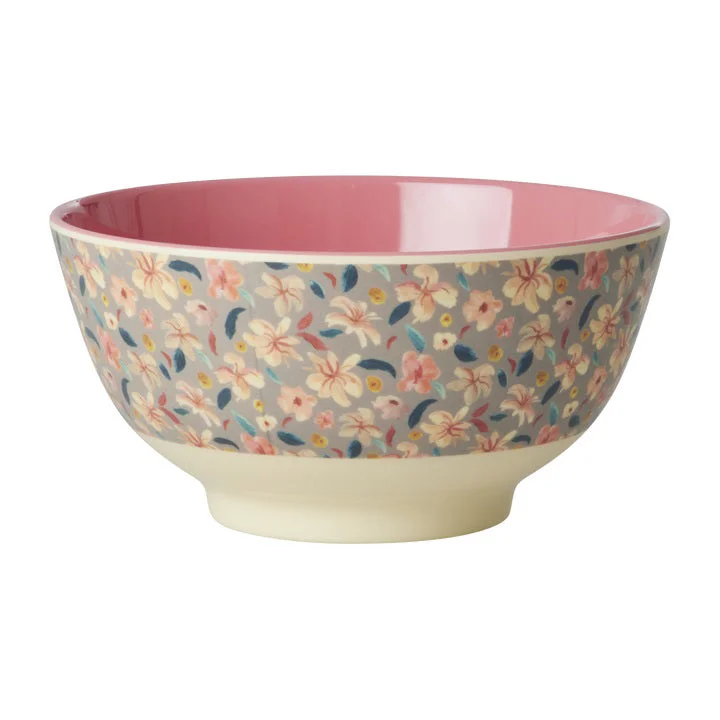 Retro enamel serving trays-Rice DK Melamine Bowl with Small Sandy Flower Print - Medium - 700 ml