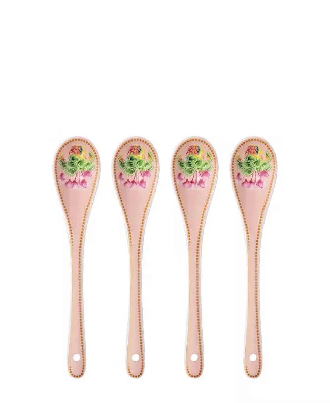 Retro polka dot plates-Maxwell & Williams 4 Piece Gabby Malpas Jardin Cyclamen Teaspoon Set - Pink