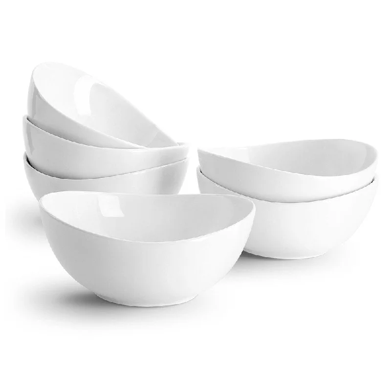 Designer porcelain teacups-Sweese Porcelain Bowls - 18 Ounce - Set of 6, White