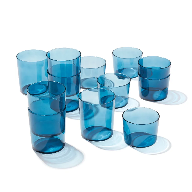 BPA-free plastic tumblers-Stackables Blue Drinkware, Set of 12