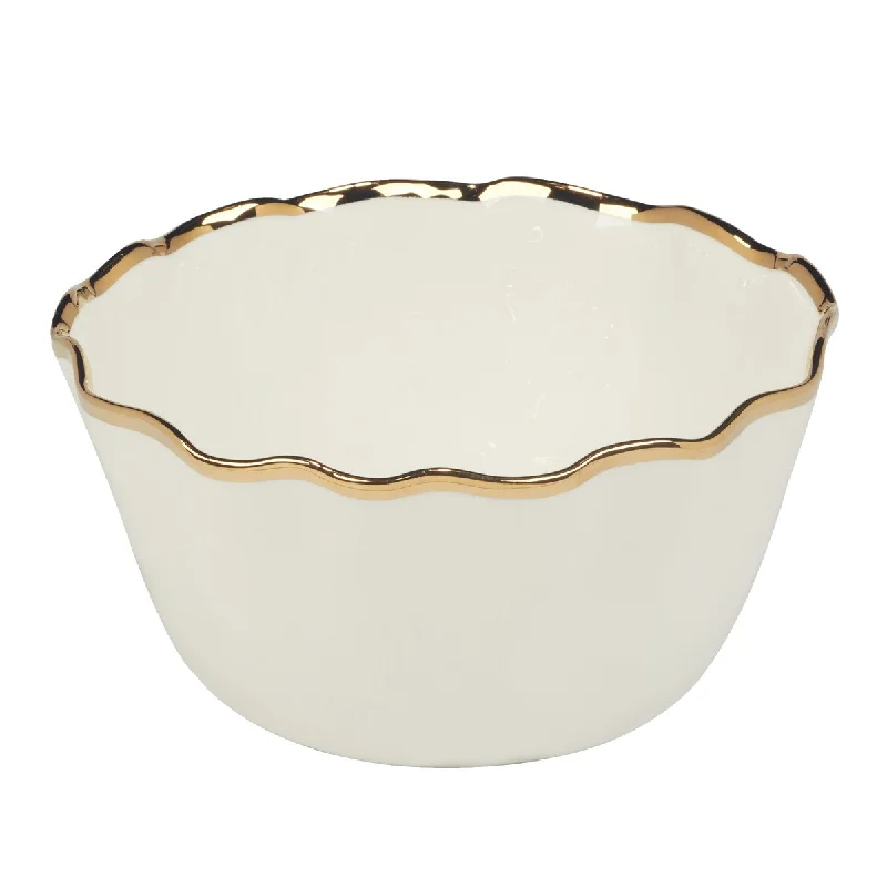 Luxury gold-rimmed dinnerware-Certified International Regency Gold 144 oz. Deep Bowl 10.5" x 5.5" - 10.25" Diam x 5.5"