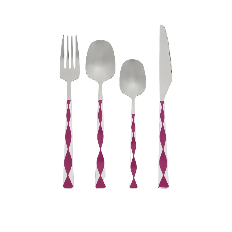 Lightweight bamboo cutlery-Porto Havana Cutlery Set 16pc Fuchsia