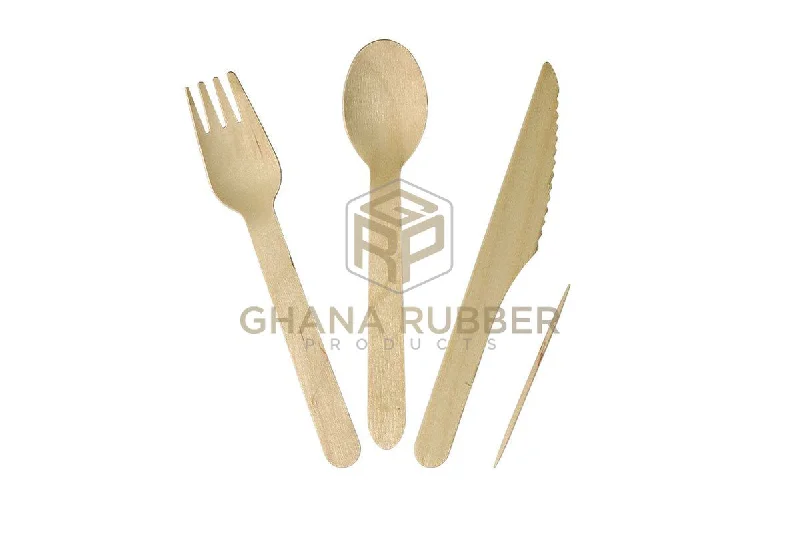 Artisan pottery serving bowls-Wooden Cutlery Set