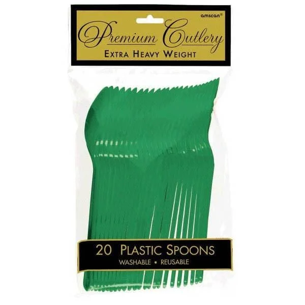 Elegant gold serving platters-Plastic Spoons - Festive Green 20/pkg.