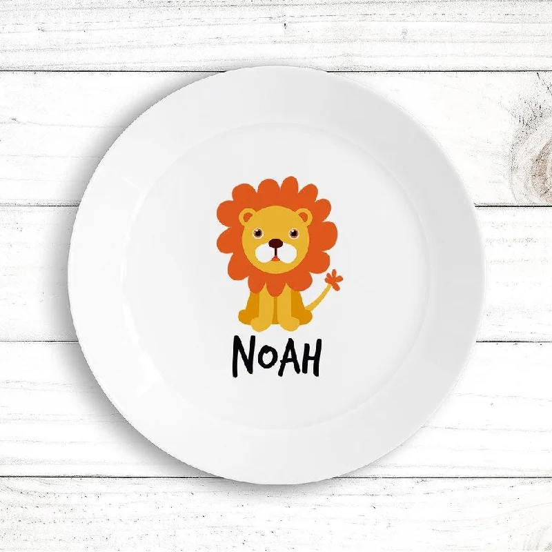 Bold red soup bowls-Lion Kids Plate