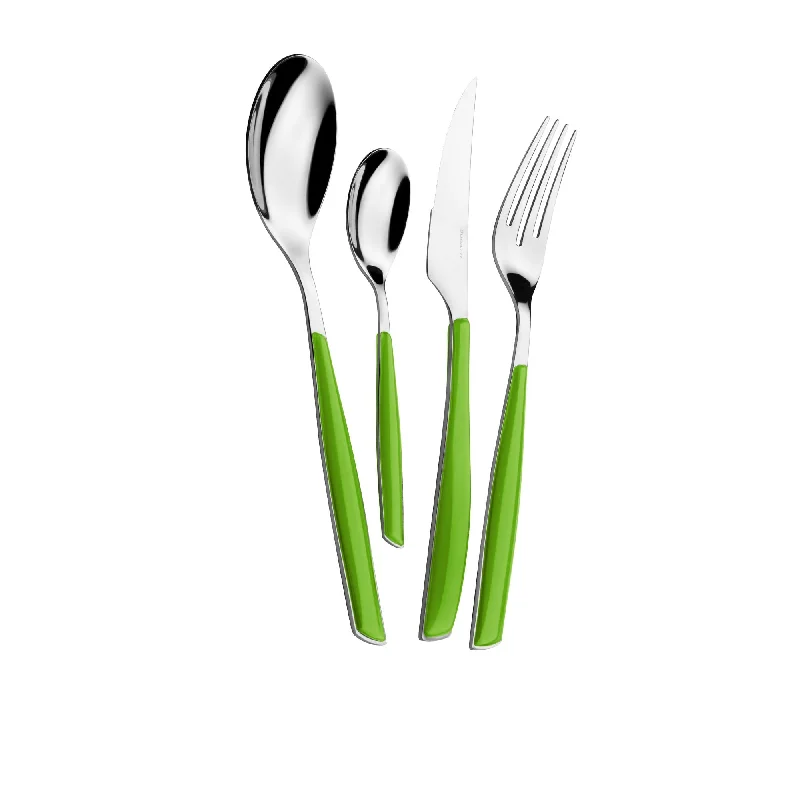 Heavy-duty stainless forks-Bugatti Glamour Cutlery Set 24pc Verde