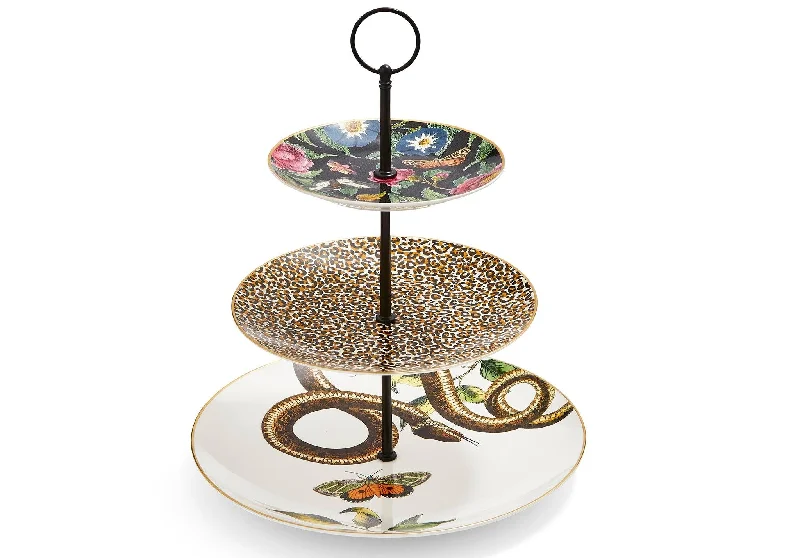 Retro striped dinnerware-Creatures of Curiosity 3-Tier Cake Stand