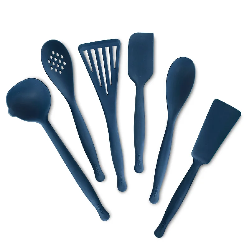 Classic black dessert plates-Premiere Silicone 6-Piece Utensil Set | Oxford Blue