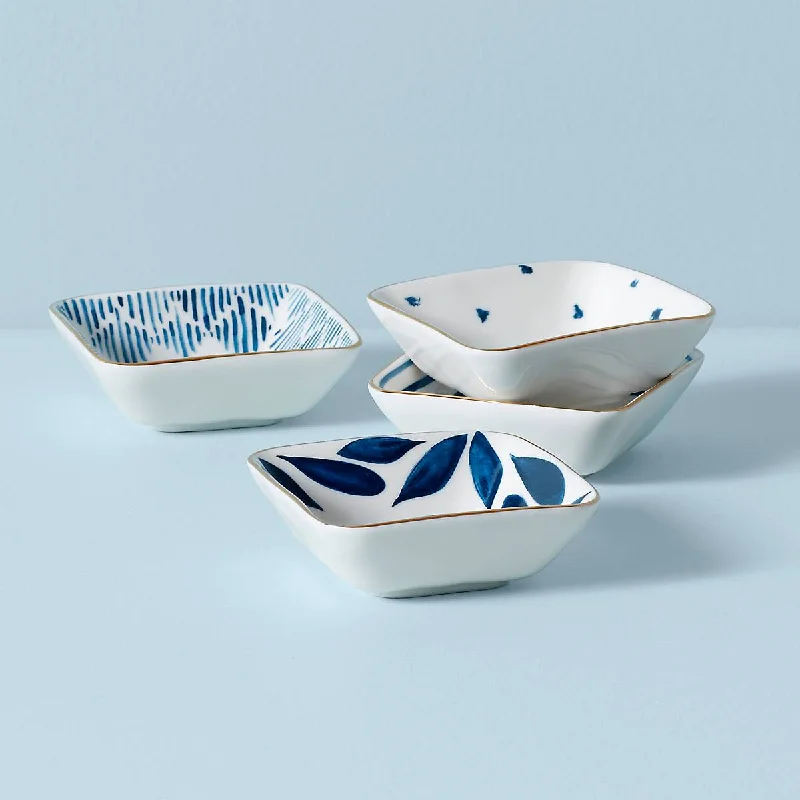 Elegant blue dinnerware sets-Blue Bay 4-Piece Stacking Dip Bowl Set