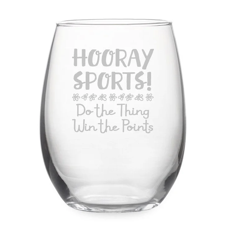 BPA-free plastic tumblers-Hooray Sports! Stemless Wine Glass and Gift Box