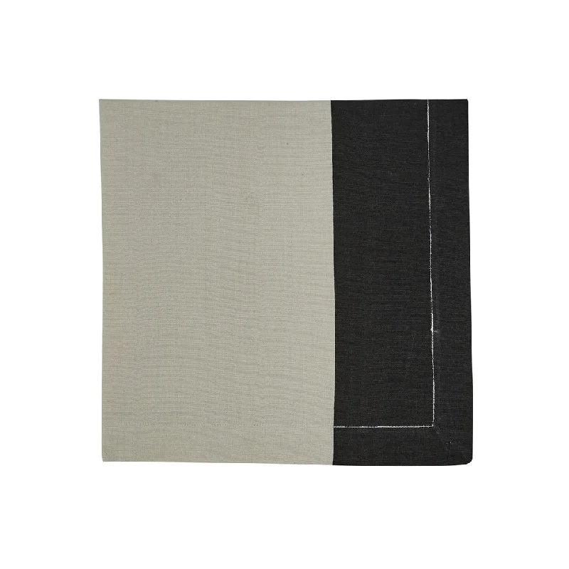 Sleek black dinner plates-Ebony & Ivory Color Block Napkin set of 4 Park Designs