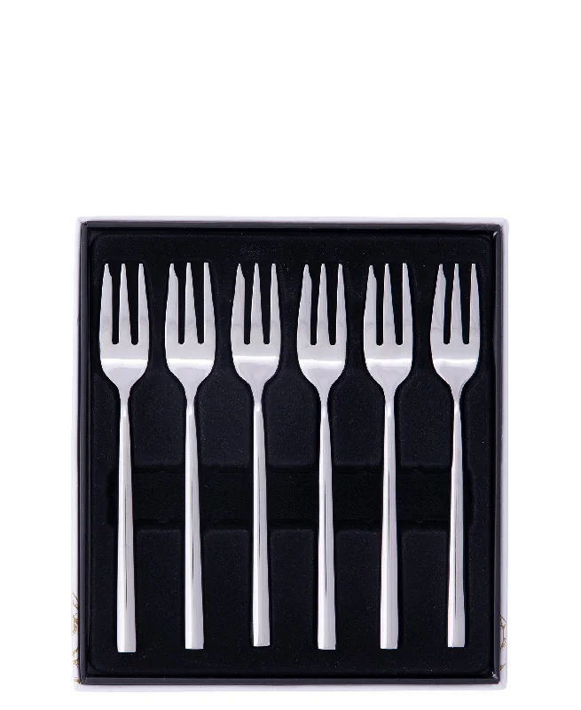 Rustic wooden serving platters-Jenna Clifford Alba 6 Piece Cake Fork Set - Silver