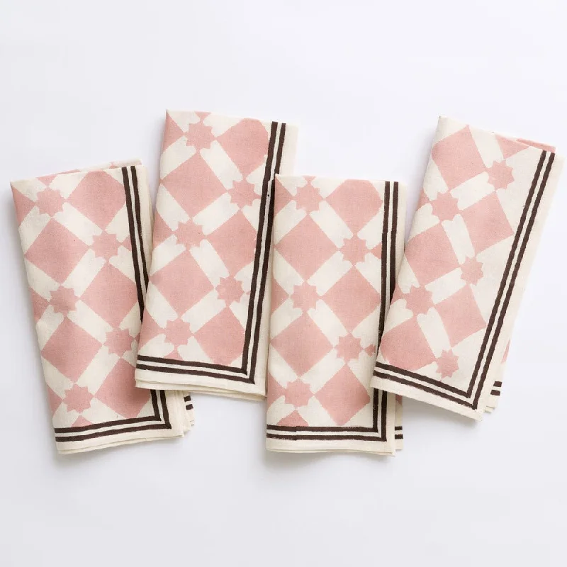 Modern bamboo serving trays-India Hicks Home Latticework Blush Napkin | Set of 4