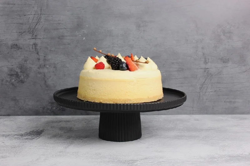 Shatter-resistant plastic plates-Gabel & Teller Matte Black Ceramic Footed Cake Stand - Size: 28 x 10cm