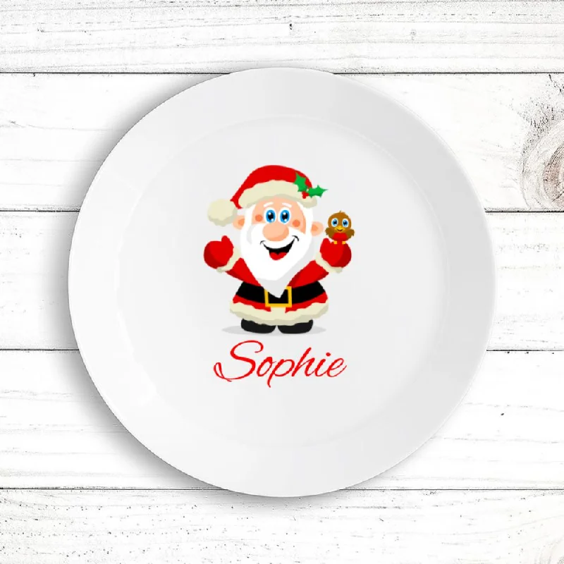 Rustic wooden salad bowls-Jolly Santa Plate