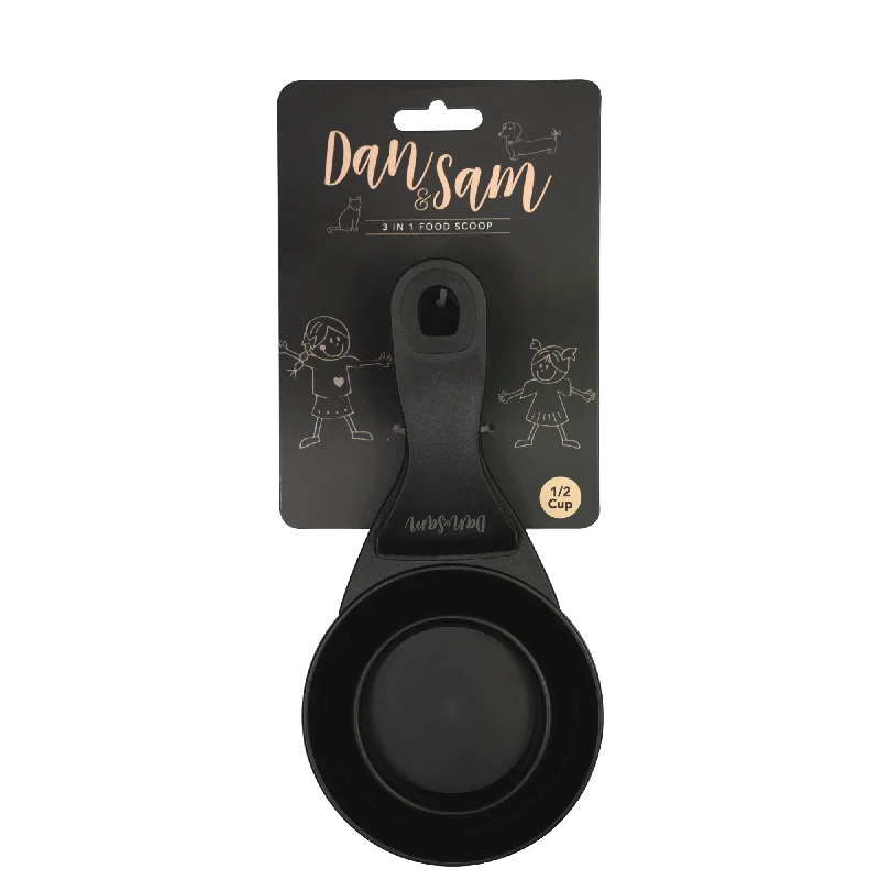 Lightweight melamine bowls-Dan & Sam - 3 in 1 Food Scoop Black (1/2 Cup)