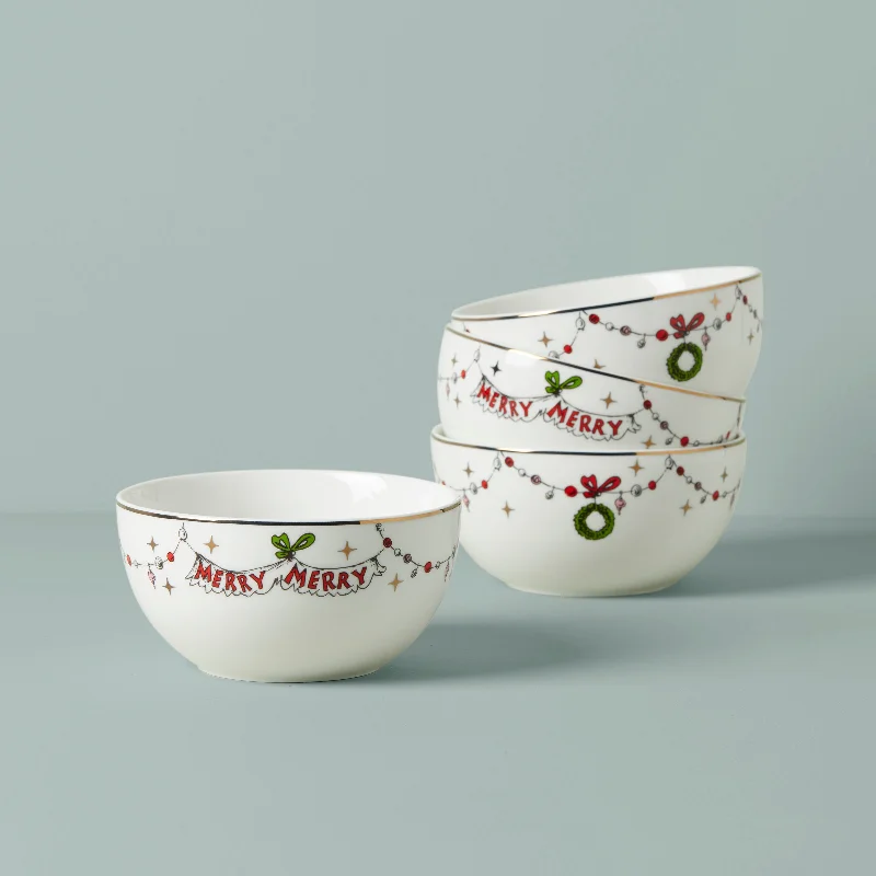 Dishwasher-safe glass bowls-Merry Grinchmas All-Purpose Bowls, Set of 4