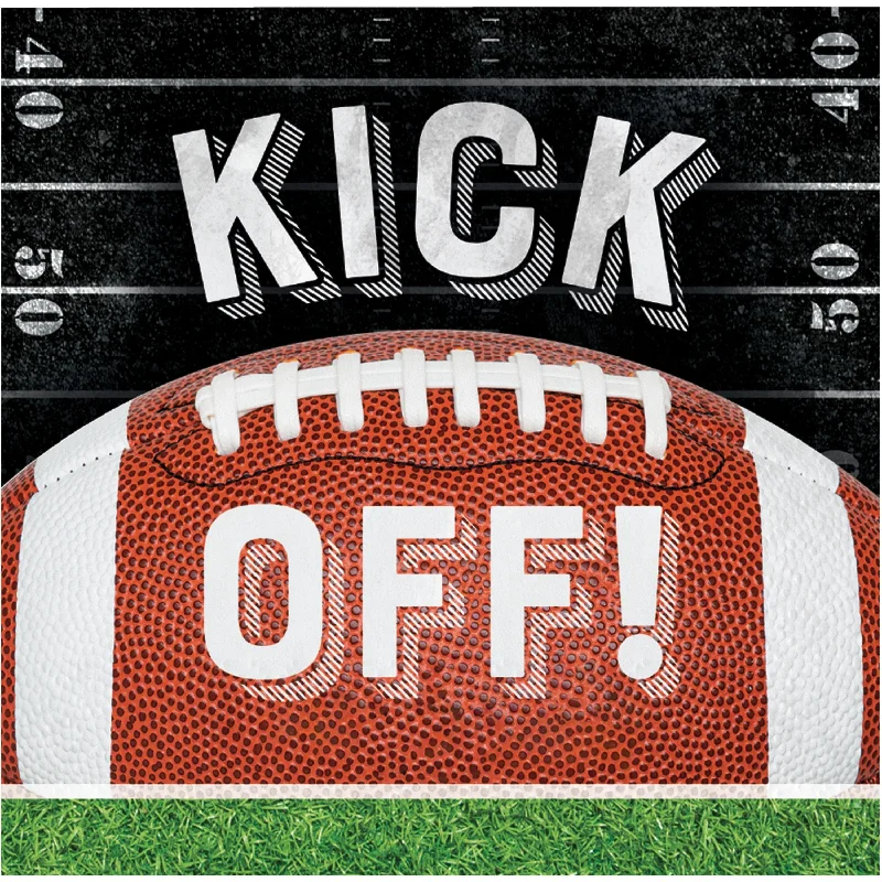 Retro enamel serving trays-Football Kick Off Beverage Napkins | 16 ct