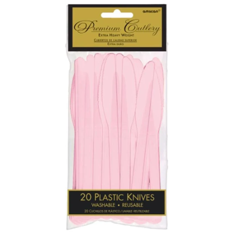 Elegant gold dessert forks-Plastic Knives - Blush Pink 20/pkg