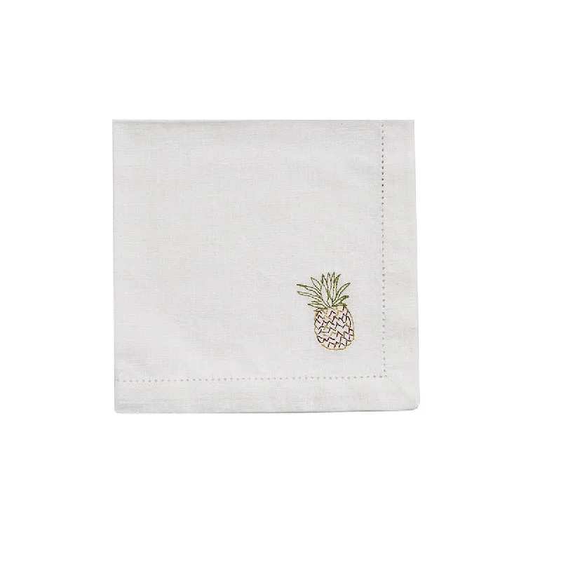 Modern porcelain salad plates-Embroidered Napkin - Pineapple Set of 4  Park Designs