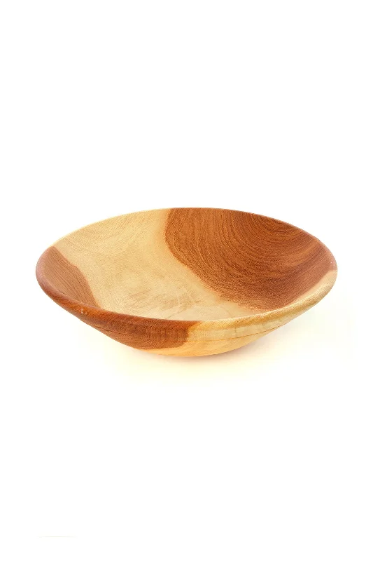 Microwave-safe ceramic bowls-Medium Mahogany Wood Salad Bowl from Zimbabwe