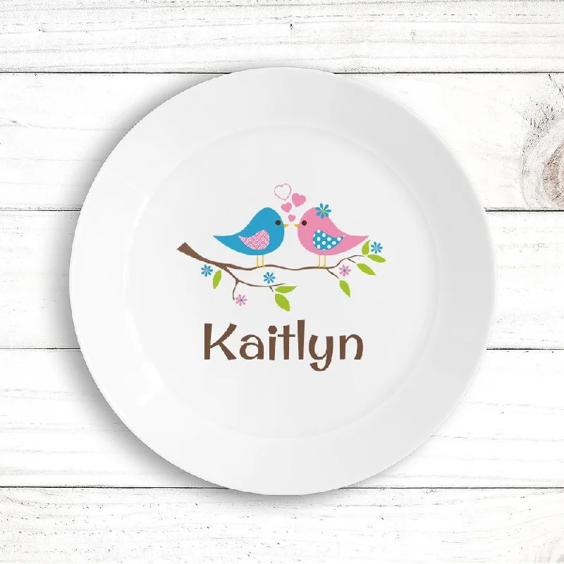 Frosted glass serving dishes-Two Birds Kids Plate