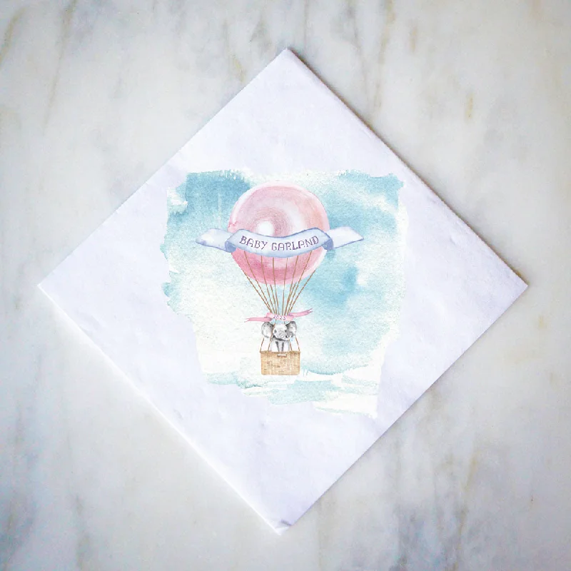 Minimalist stainless dinner sets-Full Color Hot Air Balloon Birthday Party Napkins