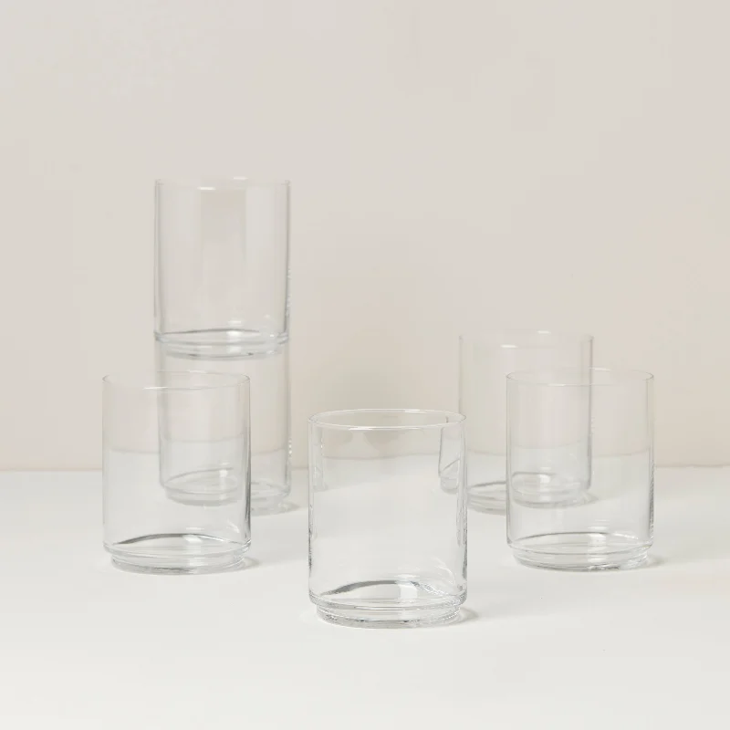 Hand-blown glass cups-Tuscany Classics Stackable 6-Piece Tall Glasses