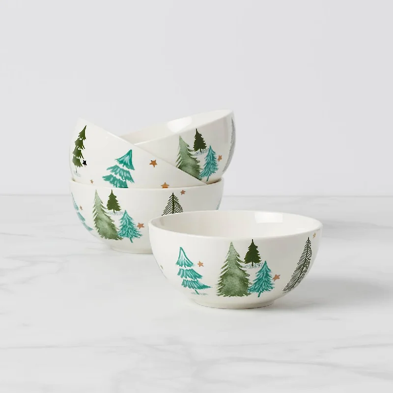 Stackable porcelain side plates-Balsam Lane 4-Piece All-Purpose Bowl Set