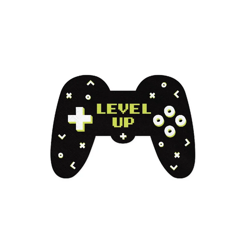 Sleek stainless steel trays-Level Up Game Controller Lunch Napkins 12ct