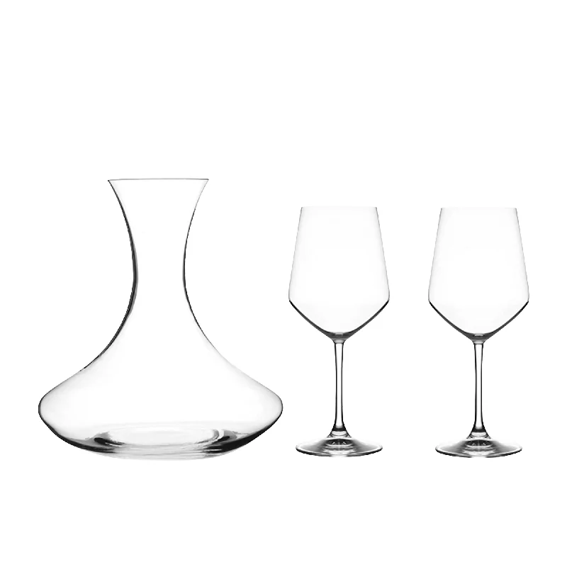 Elegant silver-rimmed teacups-RCR Crystal Aria Invino Decanter and Wine Glass Set 3pc