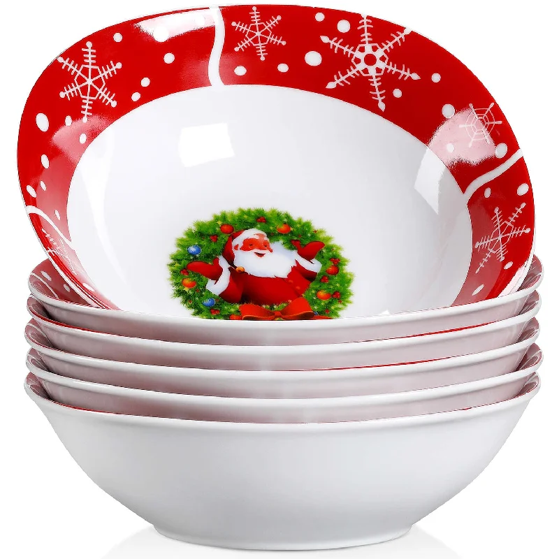 Elegant porcelain dinner plates-Santaclaus Cereal Bowls Set of 6