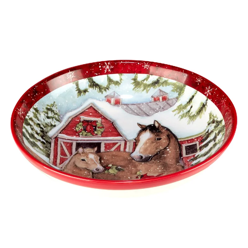 Microwave-safe ceramic bowls-Certified International Homestead Christmas 13" x 3" Serving Bowl