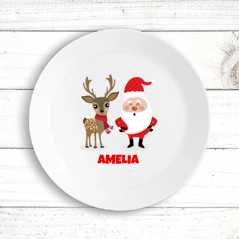 Designer porcelain teacups-Santa & Reindeer Plate