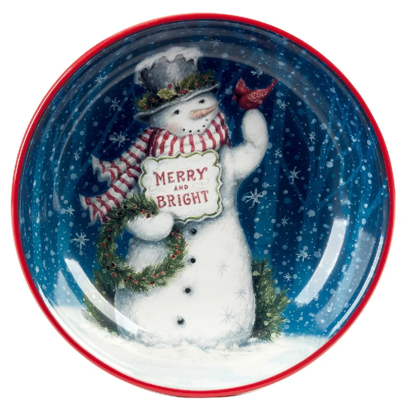 Handcrafted pottery platters-Certified International Snowman Greetings 128 oz. Serving/Pasta Bowl 13" x 3" - 13" Diameter x 3"