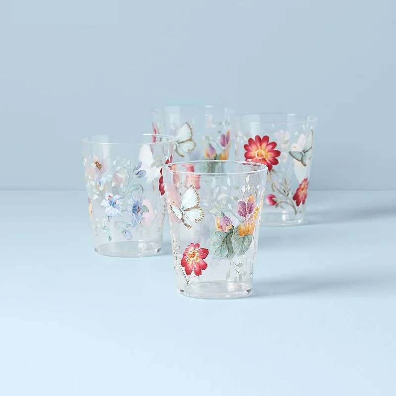 Modern glass iced tea cups-Butterfly Meadow Acrylic Double Old Fashioned Set