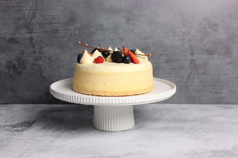 Stackable ceramic dessert bowls-Gabel & Teller Matte White Ceramic Footed Cake Stand - Size: 28 x 10cm