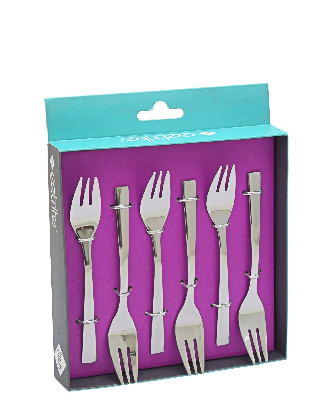 Bold red ceramic plates-Eetrite Newport 6 Piece Boxed Cake Fork Set - Silver