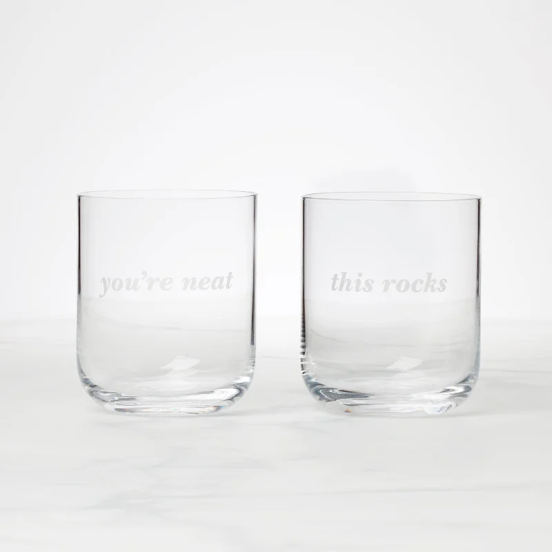 Small espresso cups for shots-This Rocks & You're Neat DOF Glasses, Set of 2