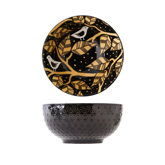 Luxury gold-rimmed dinnerware-Noodles Bowl Sengoku