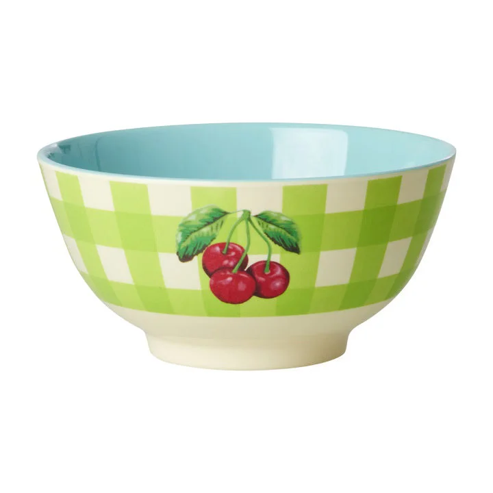 Retro polka dot plates-Rice DK Melamine Bowl with Love Therapy Cherry Print - Medium - 700 ml