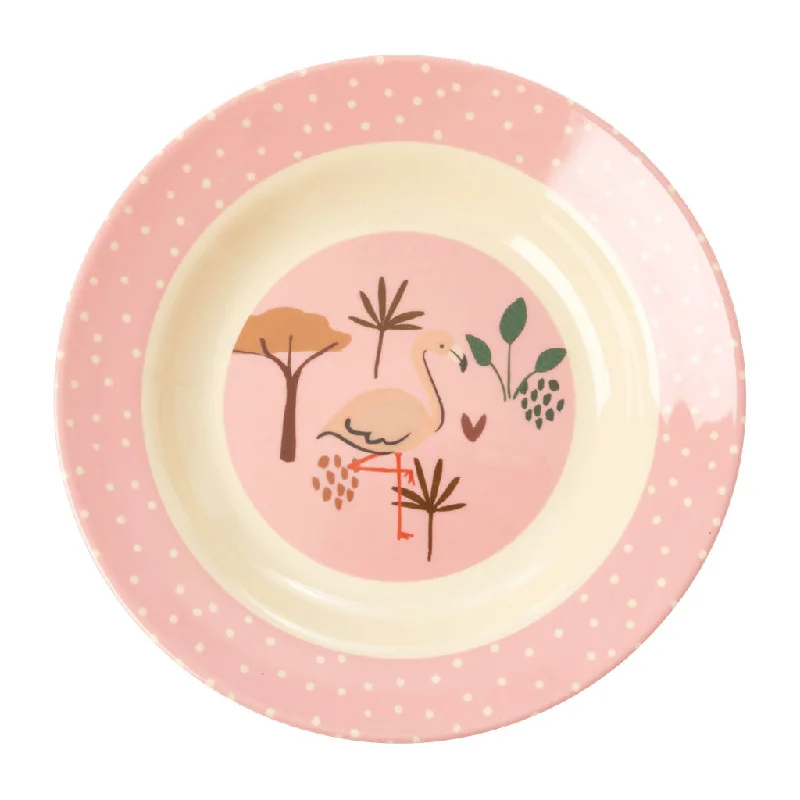 Elegant silver-plated cutlery-Rice DK Melamine Kids Bowl with Pink Jungle Animals Print