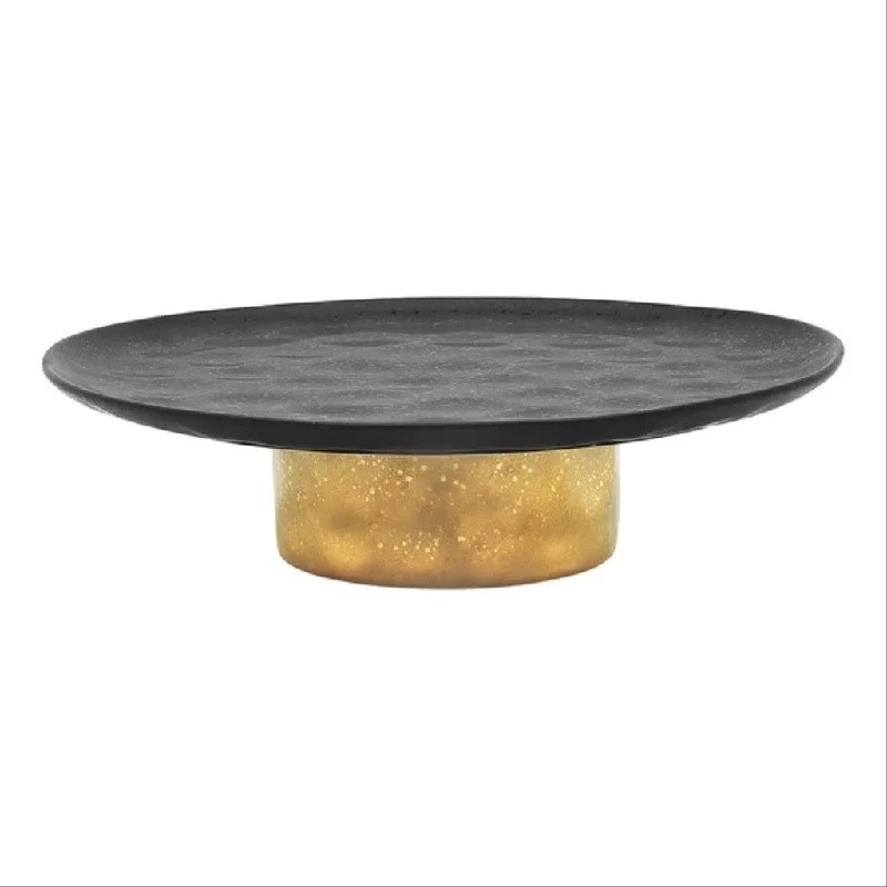 Heavy-duty glass baking dishes-Ecology Speckle Gold Footed Cake Stand 32cm - Ebony