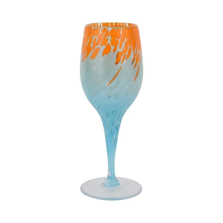 Outdoor stainless steel tumblers-Nuvola Orange and Light Blue Wine Glass